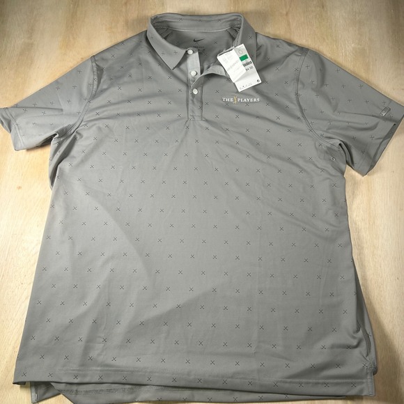 Nike Other - Nike Dri-FIT The Players Golf Polo Shirt Grey Crossed Clubs Print Mens XL New